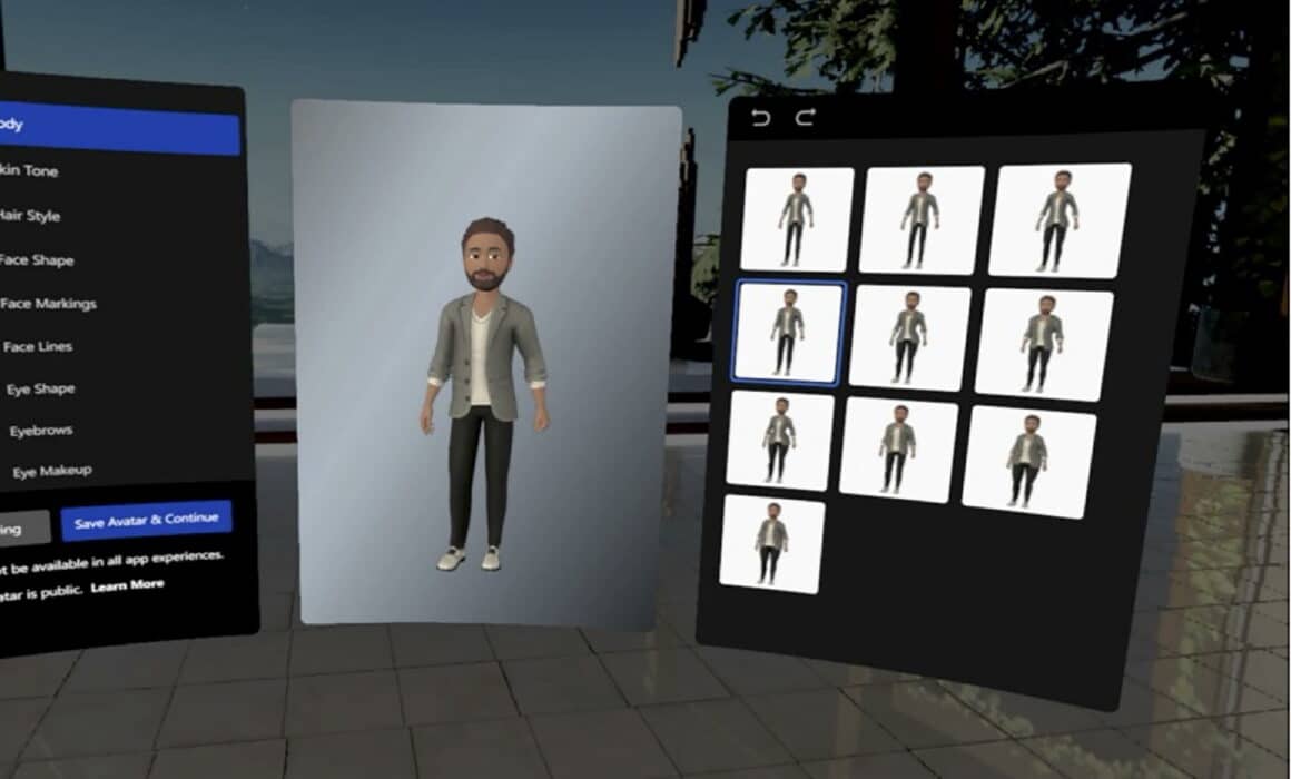 Screenshot of gender neutral avatar selection panel