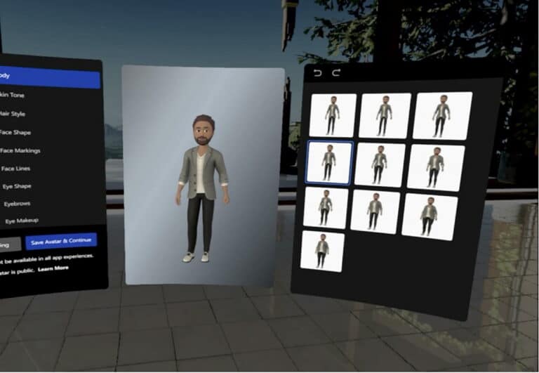 Screenshot of gender neutral avatar selection panel